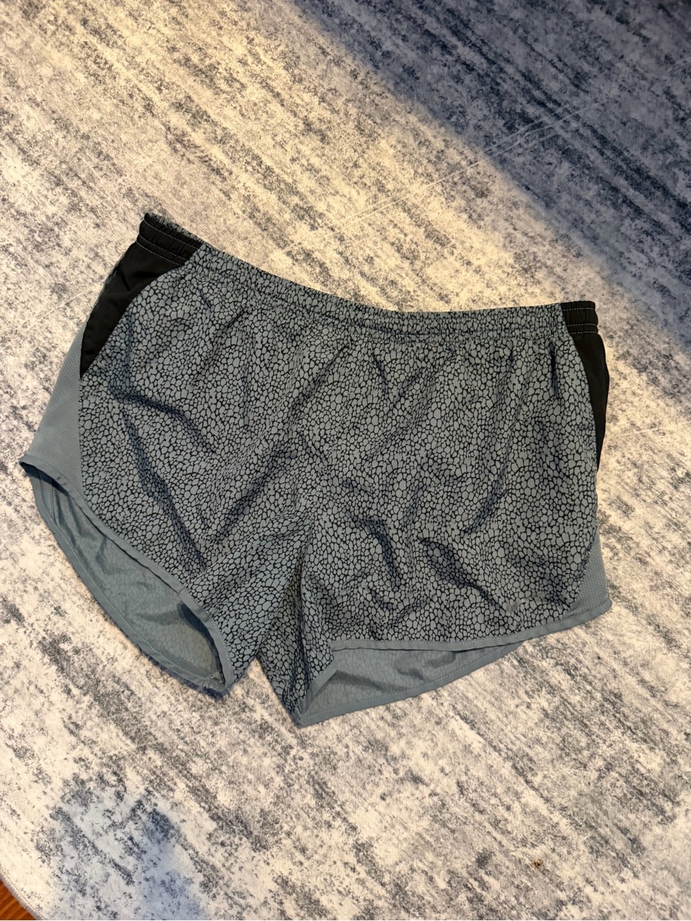 Nike Women's Pebble-Print Athletic Shorts - Blue and Black